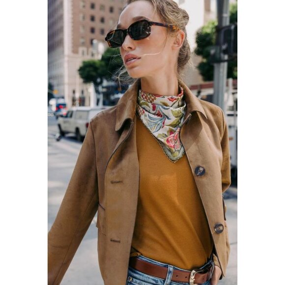 ZARA FAUX SUEDE CROPPED JACKET - Picture 4 of 9